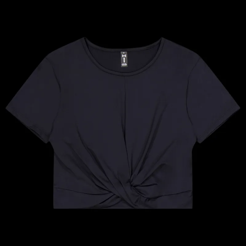 New Under Armour Motion Crossover Crop Ss Black Svart
