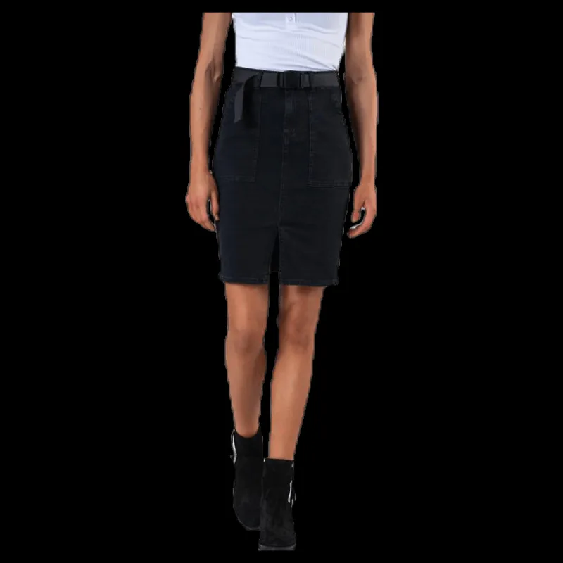 Pieces Nala Mw Pencil Buckle Skirt Black Svart Best