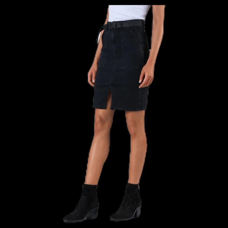 Pieces Nala Mw Pencil Buckle Skirt Black Svart Best