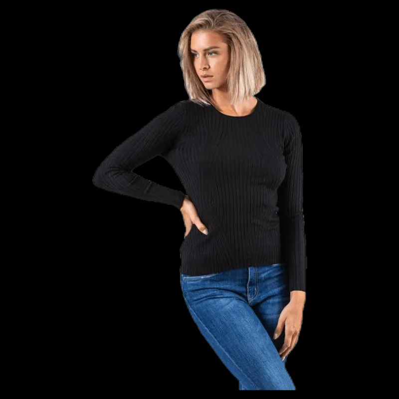 Only Natalia L/S Rib Pullover Knt Black Svart Outlet