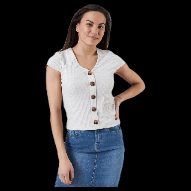 Discount Only Nella S/S Button Top Beige