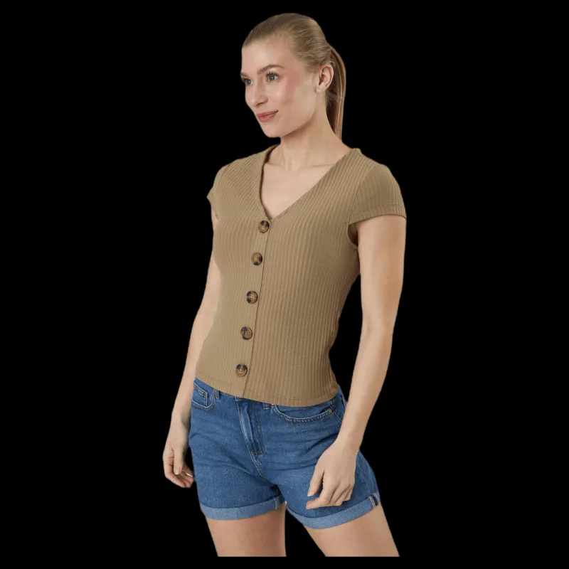Only Nella S/S Button Top Jrs Beige