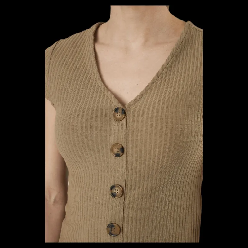 Only Nella S/S Button Top Jrs Beige