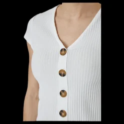 Online Only Nella S/S Button Top Jrs White Vit