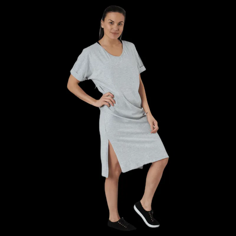 Pieces Neora Ss Fold Up Dress Grey Grå