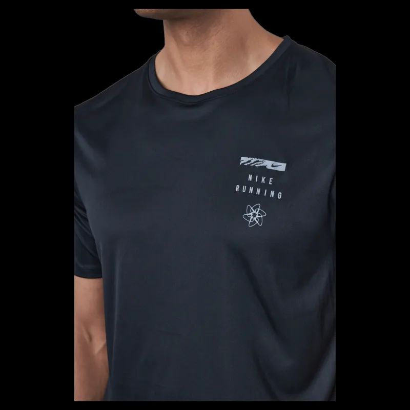 New Nike Dri-fit Uv Run Division M Black/reflective Silv Svart