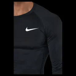 Nike Pro Dri-FIT Men's Tight Fit Long-Sleeve Top BLACK/WHITE Svart New