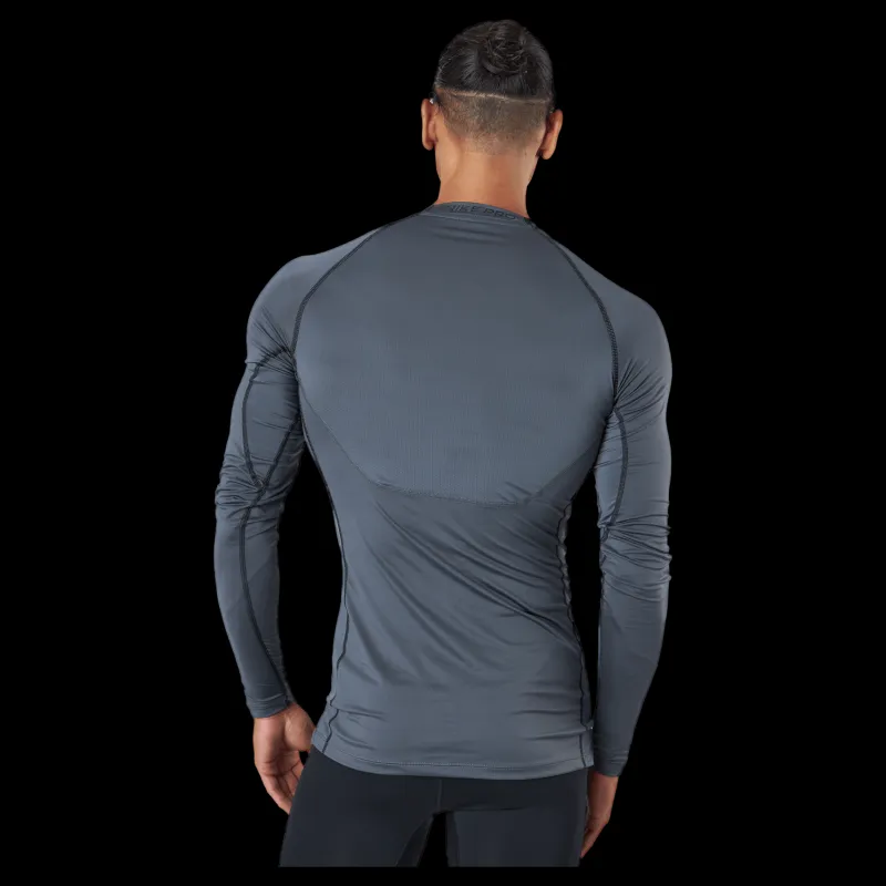 Hot Nike Pro Dri-FIT Men's Tight Fit Long-Sleeve Top IRON GREY/BLACK/BLACK Svart och Grå