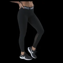 Nike Pro Women's Mid-Rise Mesh-Paneled Leggings BLACK/WHITE Svart