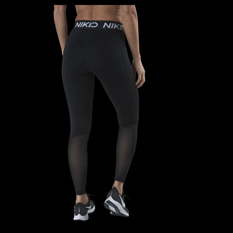 Nike Pro Women's Mid-Rise Mesh-Paneled Leggings BLACK/WHITE Svart