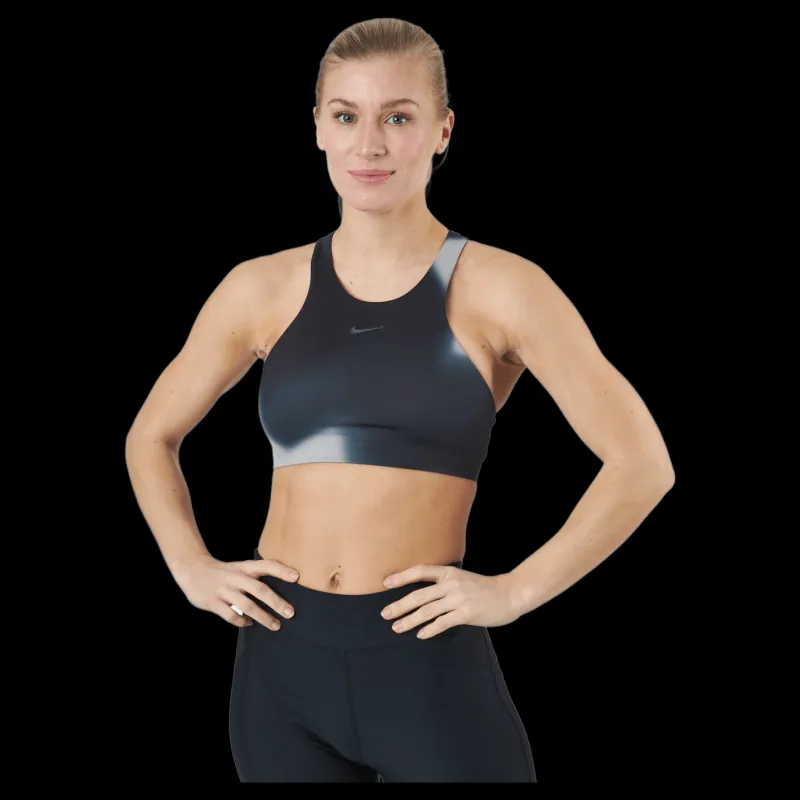 New Nike Yoga Dri-fit Swoosh Women Dk Smoke Grey/iron Grey Svart