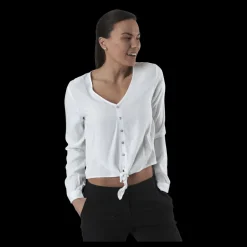 Only Nina Life L/S Tie Shirt Wvn White Vit Online