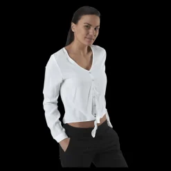 Only Nina Life L/S Tie Shirt Wvn White Vit Online