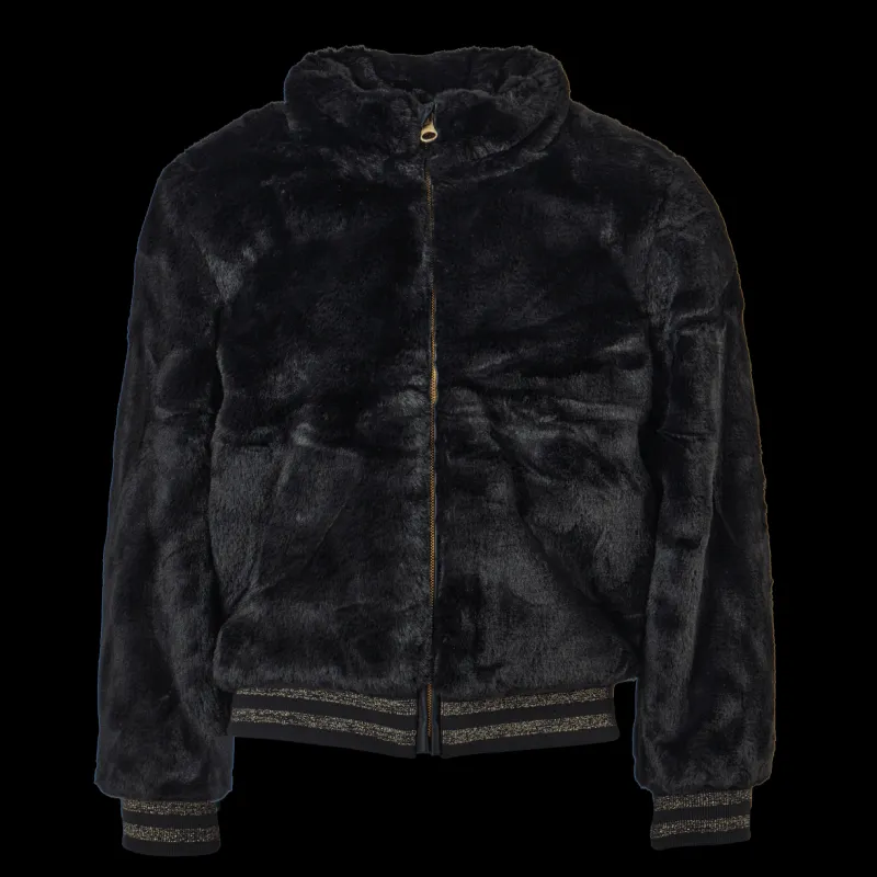 Name It Nkfmanette Faux Fur Bomber Jac Black Svart Clearance