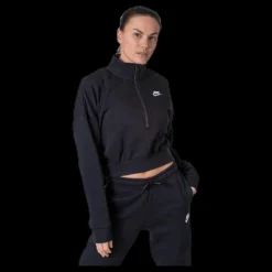 Discount Nike Nsw Essential Flc Crop Hz White/Black Svart