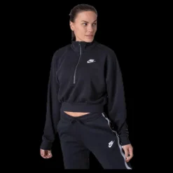 Discount Nike Nsw Essential Flc Crop Hz White/Black Svart