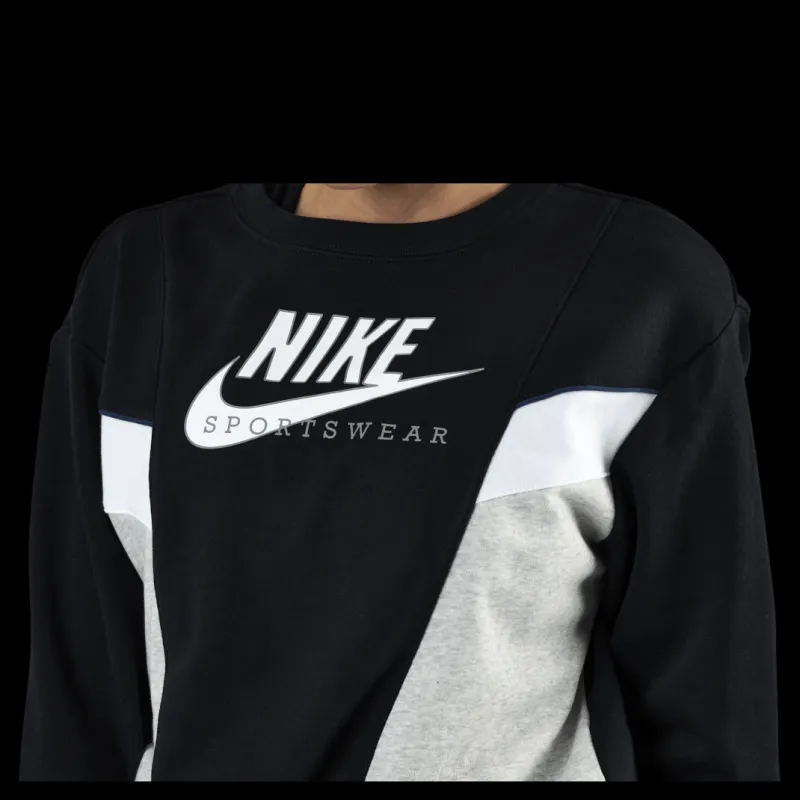 New Nike Nsw Heritage Crew Flc Black Svart