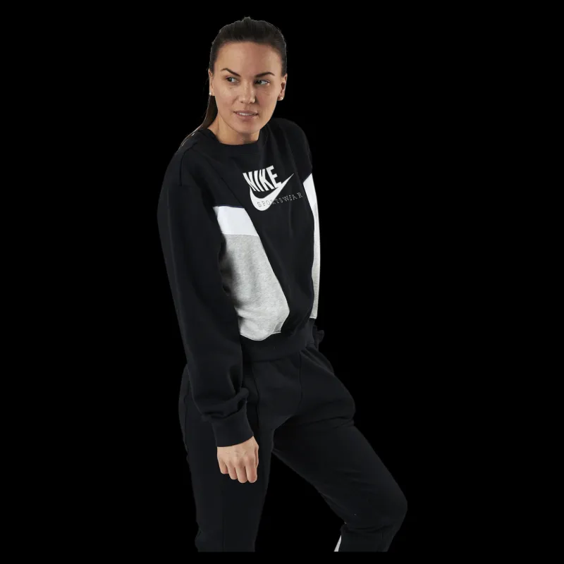 New Nike Nsw Heritage Crew Flc Black Svart
