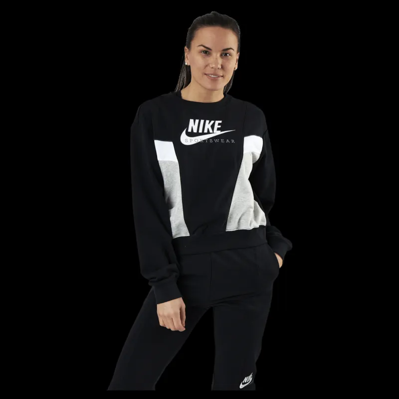 New Nike Nsw Heritage Crew Flc Black Svart
