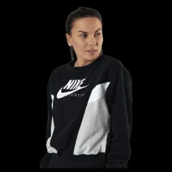 New Nike Nsw Heritage Crew Flc Black Svart