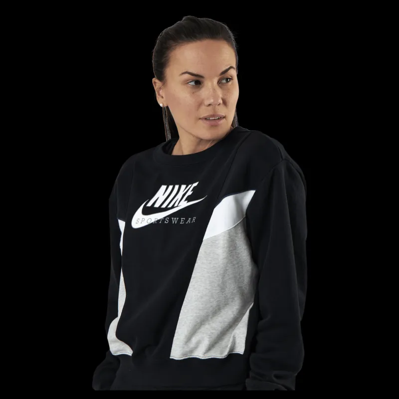 New Nike Nsw Heritage Crew Flc Black Svart