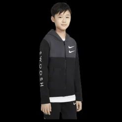 Nike NSW Swoosh Zip Hoodie Junior Black/Grey Svart