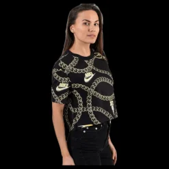 New Nike NSW Tee Glam Dunk Croap Black Flerfärgad