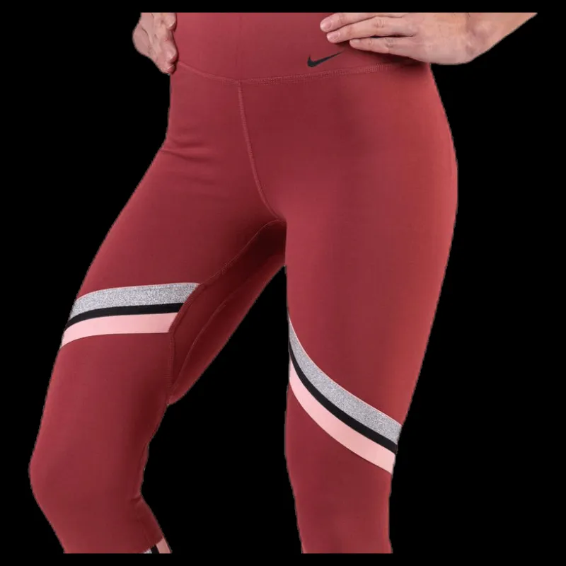 Nike One Tight Glam Dunk 7/8 Silver/Red Röd Best