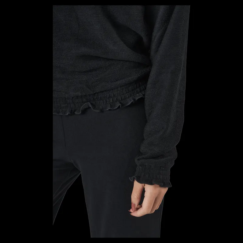 Only Onljenka L/s O-neck Smock Top Black Svart Outlet