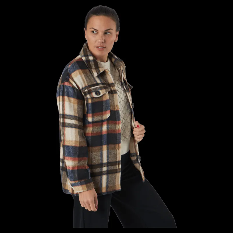 Discount Only Onlmaci L/s Check Shacket Pnt Humus Flerfärgad