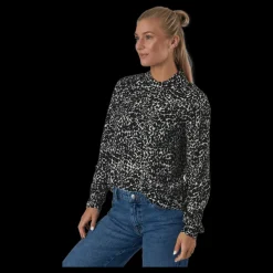 Hot Only Onlnew Mallory L/s Blouse Aop Whitecap Gray Svart