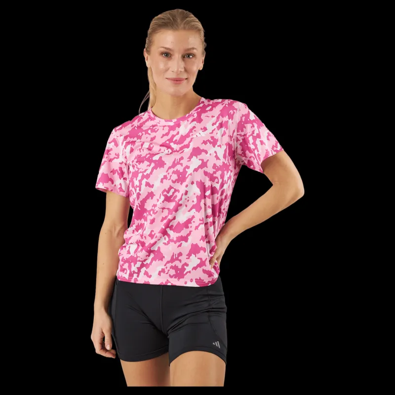 Clearance adidas Own the Run Camo Running T-Shirt Clear Pink Rosa