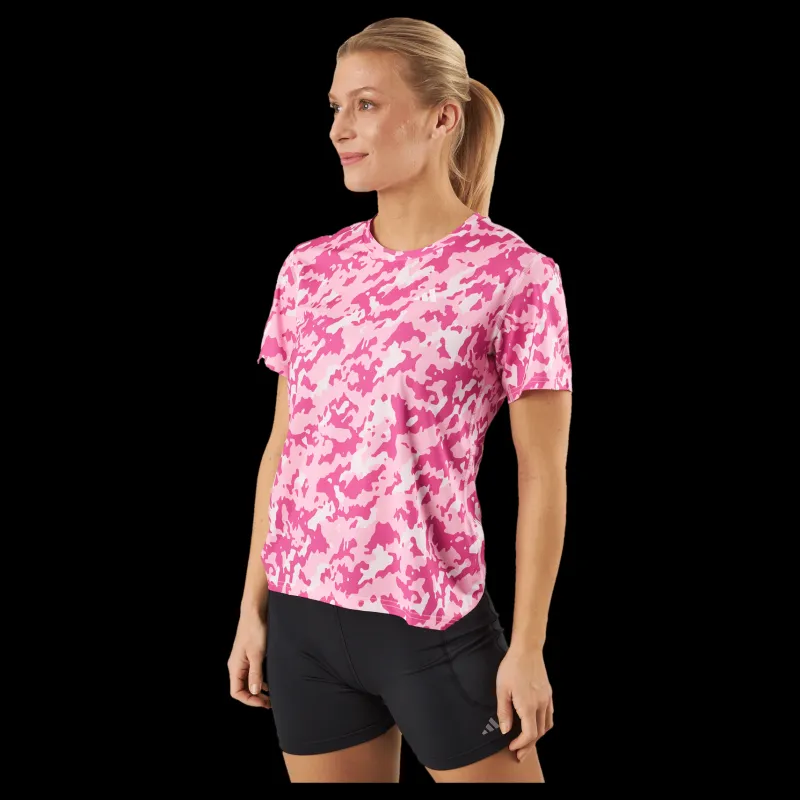 Clearance adidas Own the Run Camo Running T-Shirt Clear Pink Rosa