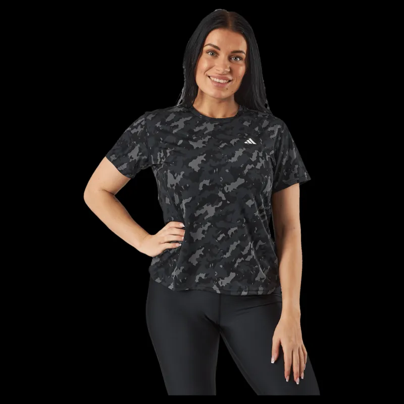 adidas Own the Run Camo Running T-Shirt Black Svart Outlet