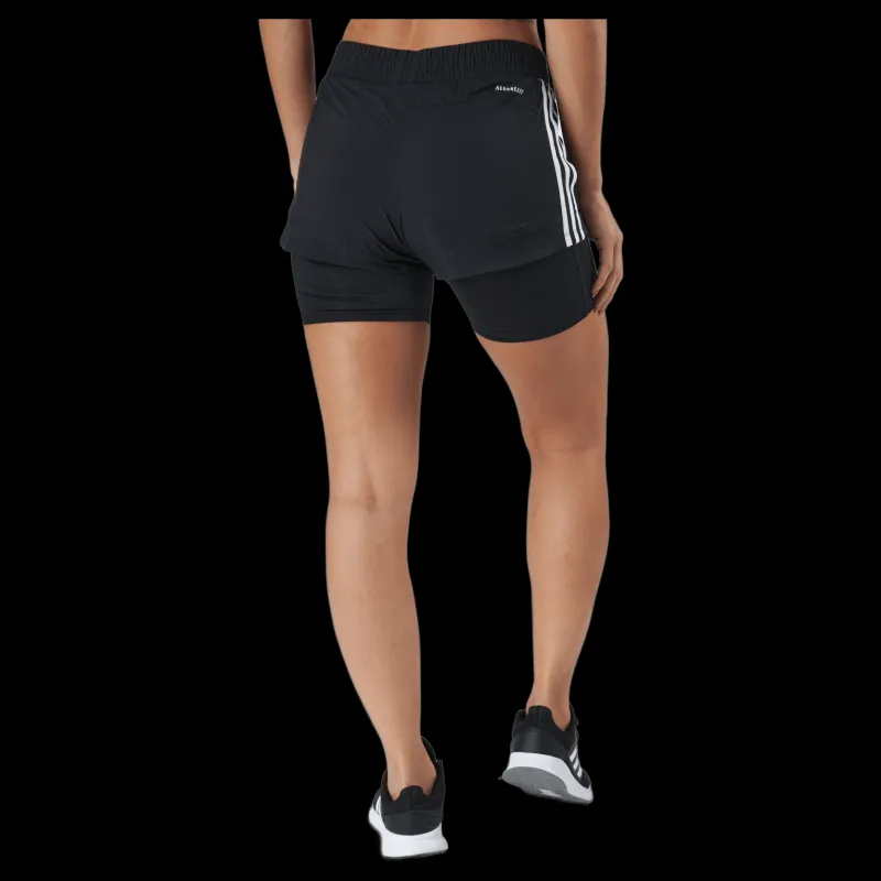 adidas Pacer 3 Stripe Woven 2 In 1 Short Black / White Svart Clearance