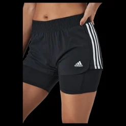 adidas Pacer 3 Stripe Woven 2 In 1 Short Black / White Svart Clearance
