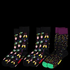 Hot Happy Socks 3-pack Celebrations Gift Set Black Flerfärgad