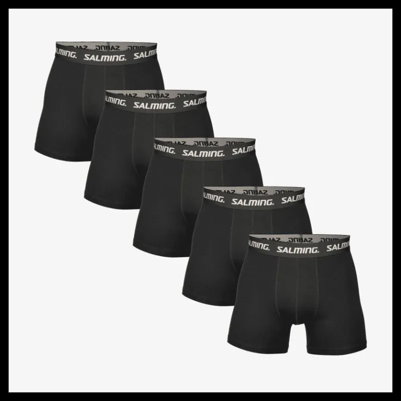 Discount Salming 5-pack Cotton Boxer Black Svart