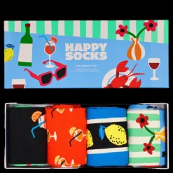 Hot Happy Socks 4-pack Fancy Dinner Socks Gift Light Blue Blå
