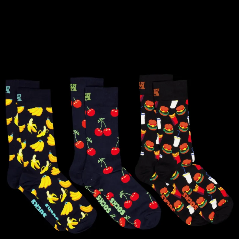 Happy Socks 3-pack Food Socks Gift Set Navy Blå New