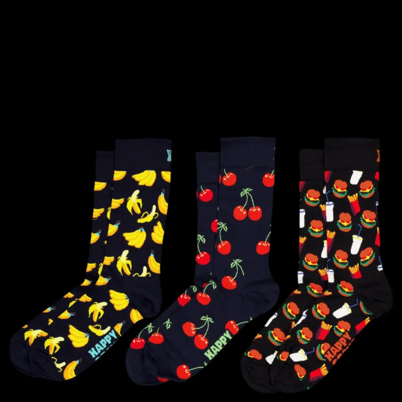 Happy Socks 3-pack Food Socks Gift Set Navy Blå New