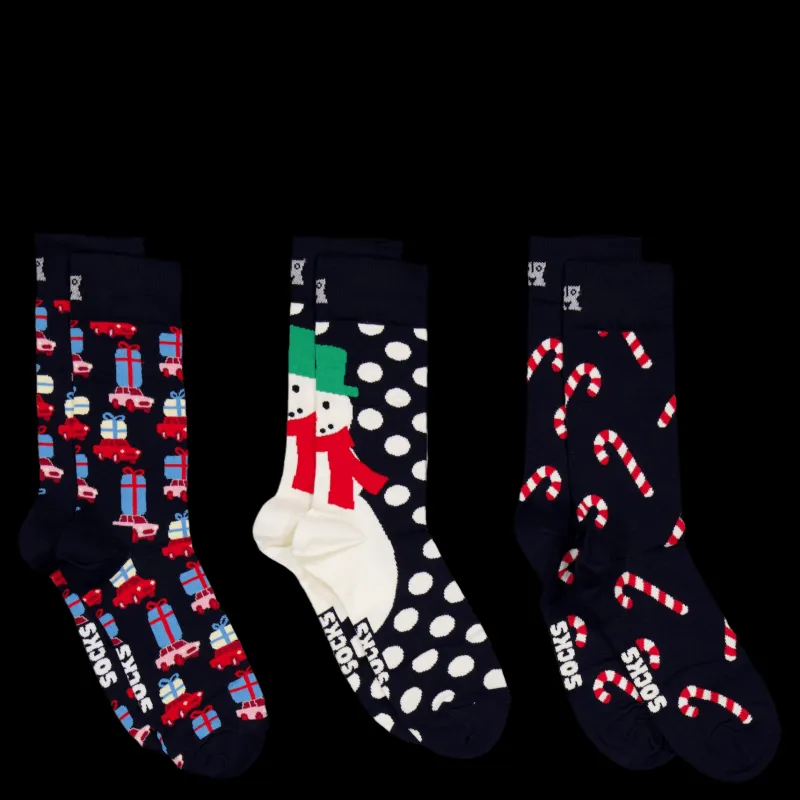Online Happy Socks 3-pack Holiday Navy Gift Set Navy Blå