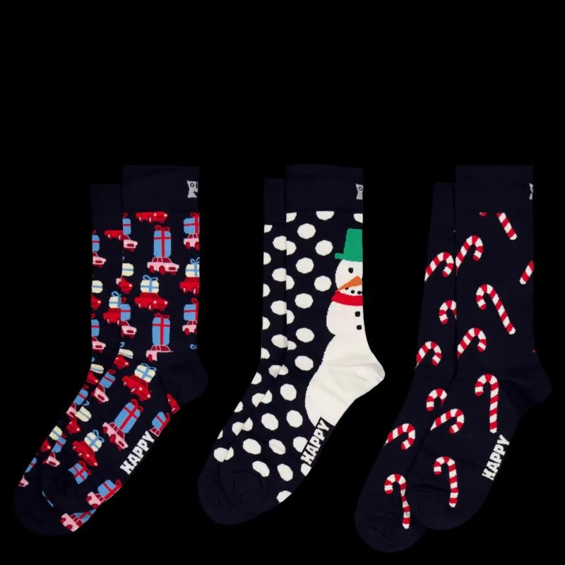 Online Happy Socks 3-pack Holiday Navy Gift Set Navy Blå