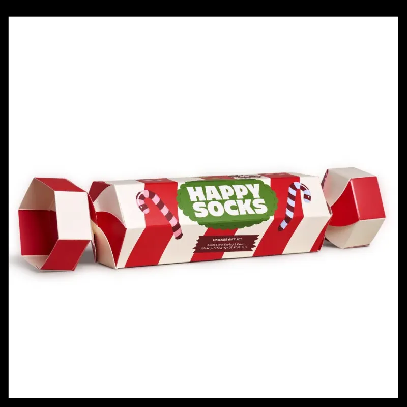 Happy Socks 2-pack Holiday Striped Cracker Dark Red Röd Online