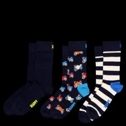 Happy Socks 3-pack Navy Gift Set Navy Blå Outlet