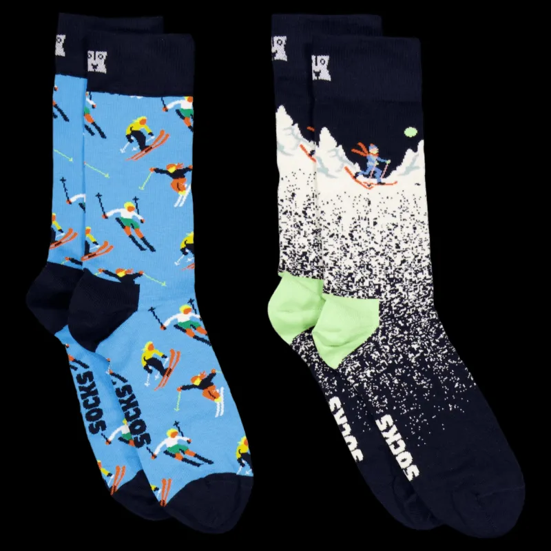 Happy Socks 2-pack Skiing Chalet Gift Set Brown Flerfärgad