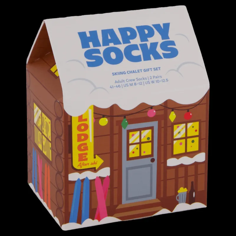 Happy Socks 2-pack Skiing Chalet Gift Set Brown Flerfärgad