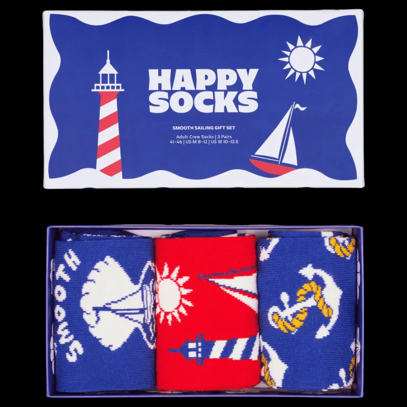 Happy Socks 3-pack Smooth Sailing Socks Gi Blue Blå New