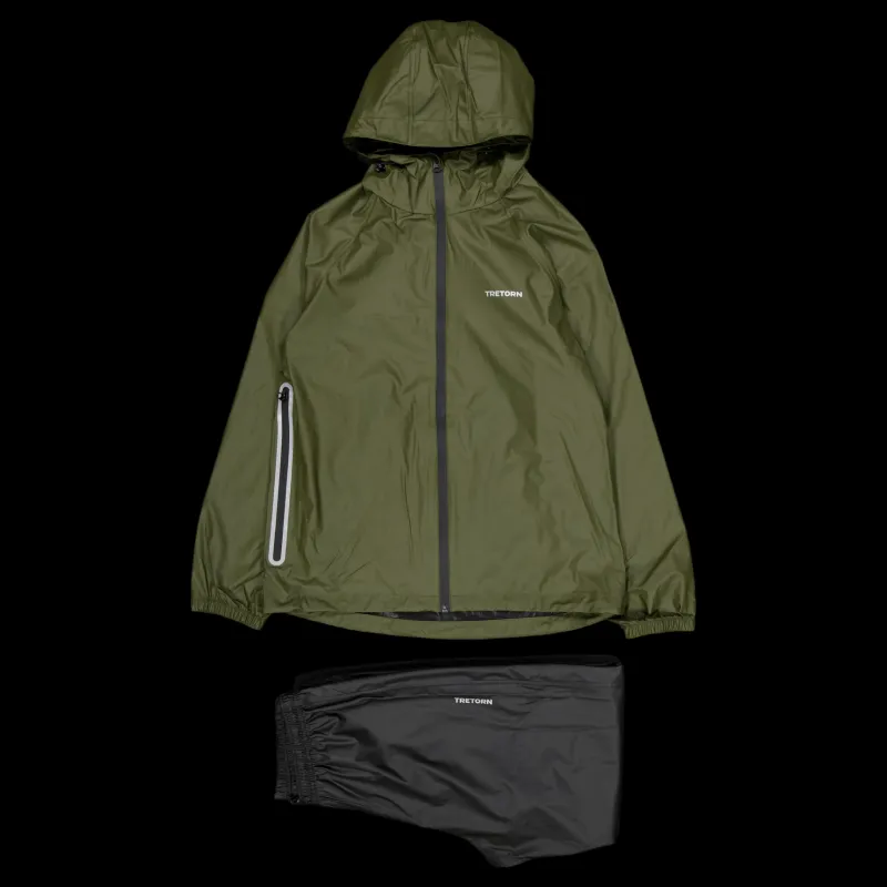 Best Tretorn Packable Rainbreaker Set Forest Green Svart