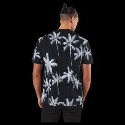 Jack & Jones Palm Tree Print T-shirt Blue Svart Outlet